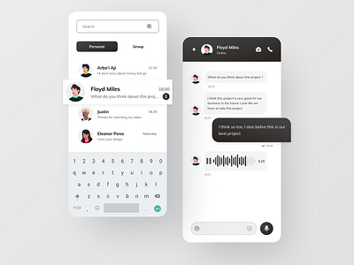 Chat App android app app design apple black chat chat app design graphic design gray illustration logo message message app ui uiapp uidesign uiux uxdesign