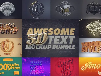 Awesome 3D Text Mockup Bundle branding graphic design text