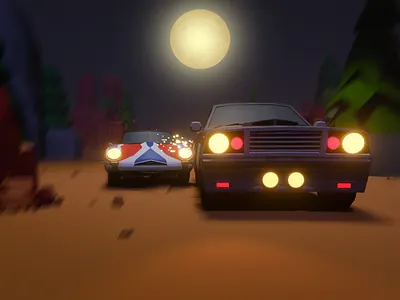 3D car chasing Scene 3d illustration 3d modeling illustration ui