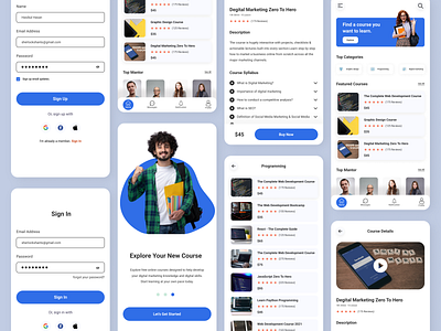 Online Course Mobile App app apps ui education app learning app mobile app online learning app software design ui ui ux ux