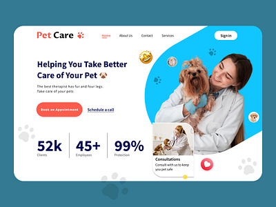 Veterinary Medical Care animal care animalcare design design inspiration dribbble dribble shot homepage landing page medical pet petcare petshop ui ux vet web design
