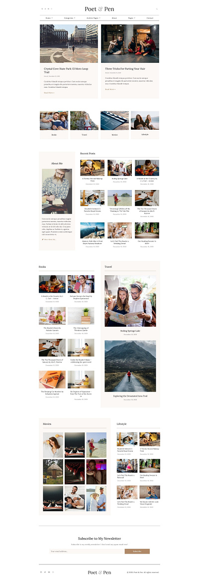 Poet & Pen - Personal Blog Elementor Template Kit blog elementor elementor templates magazine news web design website design wordpress writter