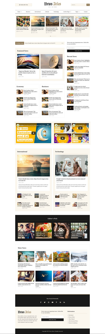 NewsAtlas – News & Magazine Elementor Template Kit blog blogger design elementor elementor templates magazine news newspaper press web design website design wordpress writter