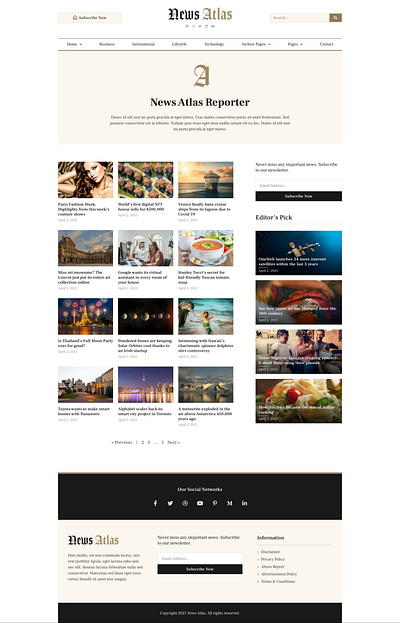 NewsAtlas – News & Magazine Elementor Template Kit blog blogger design elementor elementor templates journalist magazine news newspaper press reporter web design website design wordpress writter