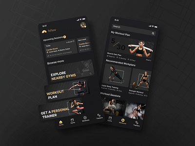 Custom Training Experience app redesign dark mode fitness mobile mobile app mobile ui redesign ui uiux