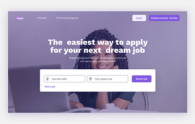 Job application hero section design figmadesign product design ux ux design webdesign