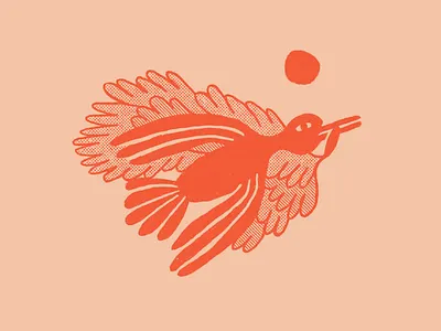 Hi Bird bird halftone illustration procreate red spot texture tonal truegrit