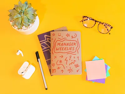 Manager Weeklies Notebooks brand identity branding doodles icons notebooks print design rough icons scout books sketches