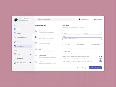 Settings page settingspage uibrasil uidesign uxbrasil uxuidesign