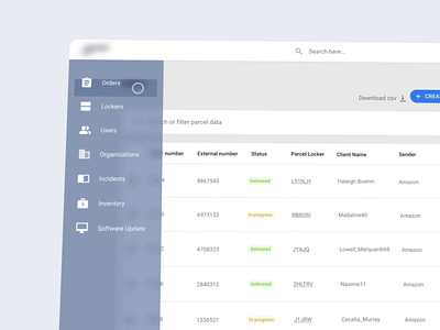 Postal CRM System animation charts crm interaction list material design menu mui ui ux