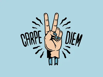 Carpe Diem | Cool Vector Badge adobe awesome badge cool graphics creative design fingers freebie freedom fun graphic design hand hipster illustrator life peace sign retro vector vector badge vintage