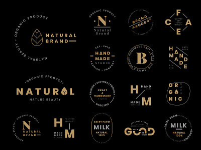 Gold & Elegant Brand Logo Set brand identity branding branding logo business logo design eco freebie gold graphic design handmade healthy illustrator kit logo natural brand pack unique logo vector visual identity