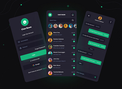 Chat Room App (Dark Mode) app design app ui application design dark app dark mode ui dark ui design ui ui design ux ux design