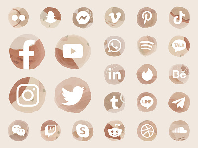 Social Media Icon Set aesthetic bundle clipart design download facebook freebie graphic design icon illustration illustrator instagram logo pack psd set social media twitter watercolor youtube