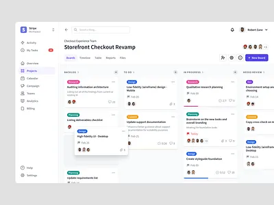 Kanban View Concept app dashboard kanban management minimal productivity task tasks team ui web design website