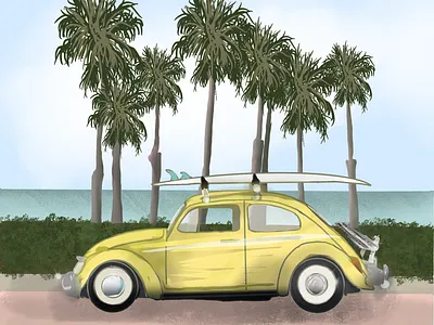 California Beetz adobecreative beetz california car illustration digital art illustration procreate vwbeetle