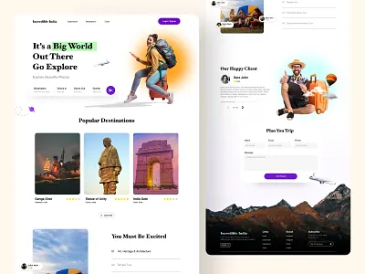 Landing Page Design for Travel app design app interaction design incredible india india landing page landing ui mobile application travel ui ui design ux design
