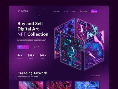 NFT Marketplace Web Landing landing page nft nft landing page nft web ui ui design uiux web