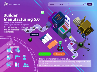 Landing Page - Manufacturing 5.0 bandung design designvisual graphic design illustration kixpandemix landingpage ui uidesign