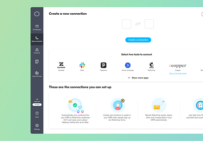 Marketing Automation flow - connection setup | SAAS CRM branding clean ui complex design creator crm crm design data design data ui field mapping flow integration marketing tool saas saas design ui ui design ux ux design