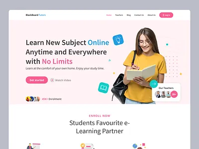 Landing Page Concept for Online Study Platform | Web Design app design e learning homepage landing page learning online study product design school students study ui ux web design