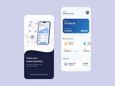 Crypto portfolio concept advisor app best dribble shot bitcoin blockchain clean crypto cryptocurrency design dribble best shot etherium finance finance tech fintech portfolio trading ui ui design ux ux design