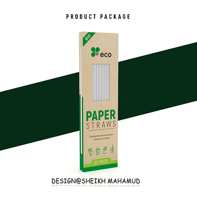 Product Packaging │ Paper Straw Packaging │ Product Label 3d box design design eco friendly packaging graphic design illustration label design logo packaging pouch packaging product pacakge product packaging straw packaging