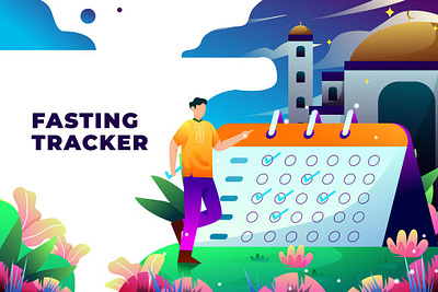 Fasting Tracker - Vector Illustration 3d 3d art app background banner banners concept illustration landing landing page landing pages page pages ui uiux ux web web design web development website