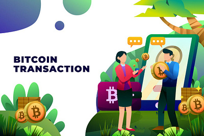 Bitcoin Transaction - Vector Illustration bitcoin business crypto currency digital finance graphic design illustration landing landing page money page pages payment technology virtual web web design web development website