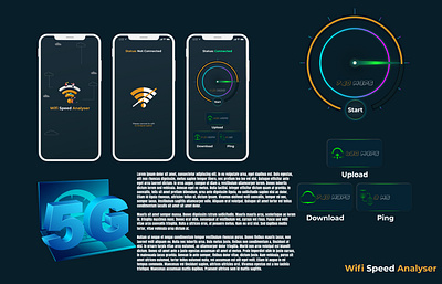 Wifi Speed Analyser 5g app connection status internet speed meter speed test ui wifi