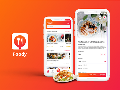 Foody App app app development application development branding design food delivery app food delivery application foody app graphic design mobile app development mobile apps on demand app development typography ui