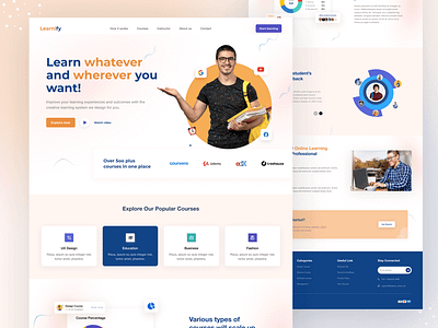 E-Learning Platform (landing Page) business design education flat landing page learning minimal modern platform school simple ui ux web design