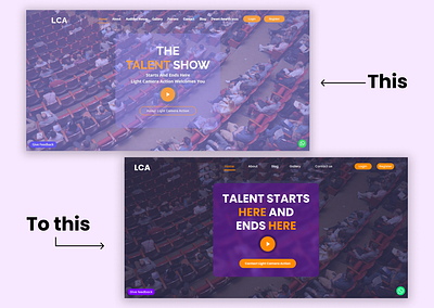 Light camera action website redesign with documentation. design figma landingpage redesign webdesign website