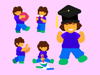 A kids' UI character design project art avatar branding cartoon character art character design children cute design fun illustration illustrator kid mascot minimal product design simple ui user interface illustration