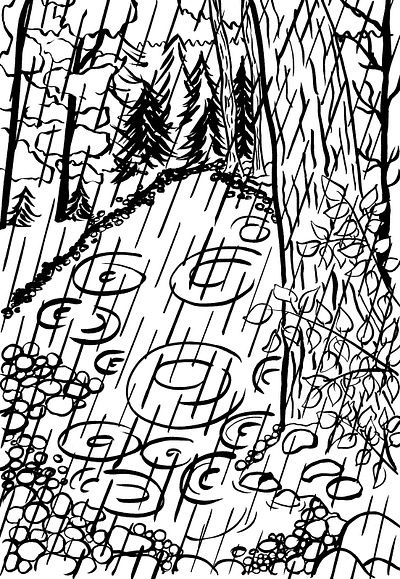 Rainy Day autumn black and white coloring book coloring book page rain