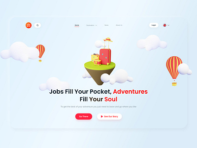 Travel Landing Page 3d model blue branding clean design designer illustration landing page logo mobile apps mobile apps designer sky travel ui ui design uiux designer user interface web design web designer website
