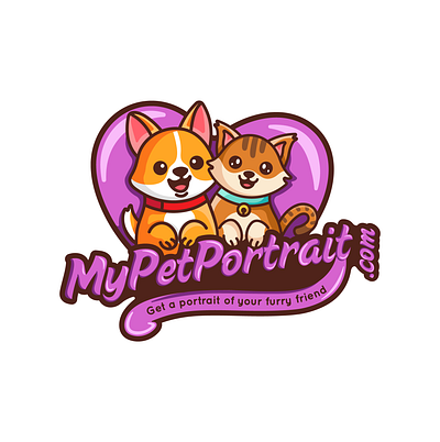 Friends animal animal logo cat cat design cat logo character design design dog dog design dog logo graphic design heart heart logo illustration kitty kitty logo logo logo design purple vector