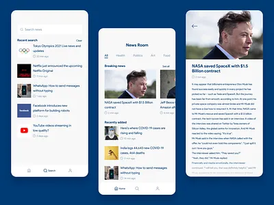 News Room App UI android clean creative design ios minimal mobileapp news newsapp ui ux