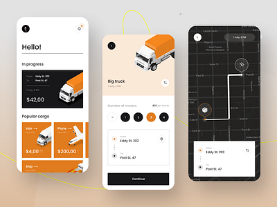Cargo Delivery App app app design cargo delivery clean delivery delivery app design mobile app mvp pacakge ronas it shipping ui ui design ux