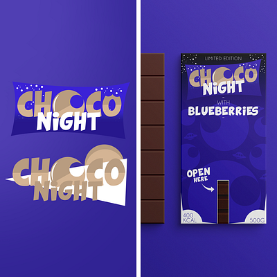 Choconight - Fictitious brand 2d art brand branding chocolate creation creations design digital edit gold illustration illustrator logo new night packaging photoshop purple trends