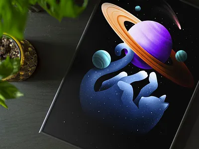 Space Cat adobe animal cat cosmos illustration procreate space texture