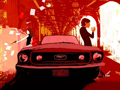 Young Guns ad car creative illustration lights teens
