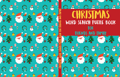 Christmas Word Search Book Cover book cover childrens book christmas cmyk cover design illustration santa vector word search
