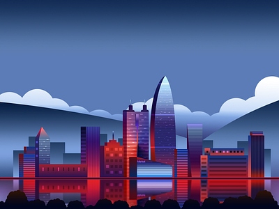 CITY architecture blue buildings buildings urban city color day design landspace llustration skyline vector