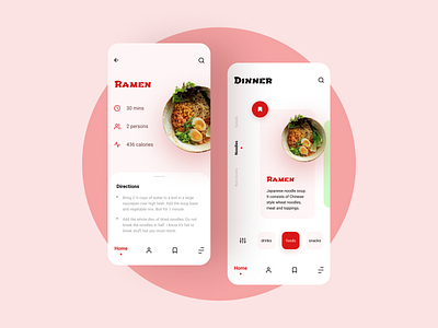 Recipe App Concept appdesign appui branding design figmadesign graphic design minimal colors typography ui uidesign uiux uiuxdesign