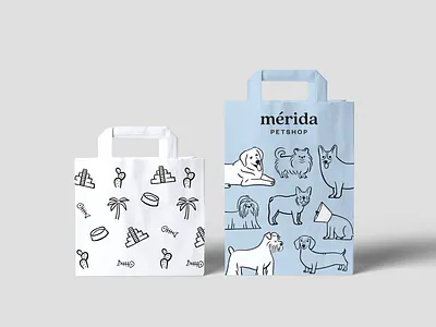 Mérida Petshop Paper Bag branding cat dog illustration paper bag pets petshop