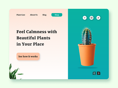 Plant Care And Shop - Exploration #1 dailyui design gogreen hero herosection plant planting plants ui uidaily uidesign