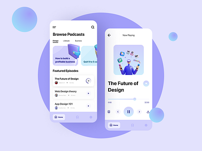 Podcast Listening App 3d appdesign appui branding conceptdesign design figmadesign graphic design grow illustration learning app logo podcast podcast app typography ui uidesign uiux uiuxdesign vector