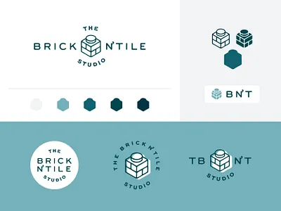 Brick N' Tile Studio Identity brand branding brick design graphic design icon identity illustration lego logo mark model old sculpture studio system tile vintage visual
