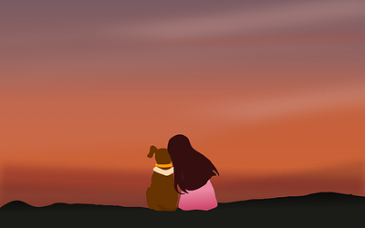 Dog adorable best friend dog pet sunset vector